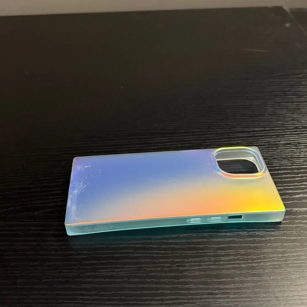 Flaunt Square Iridescent Satin iPhone Case, iPhone 15